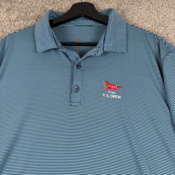 LACC Golf Polo Men's XL Blue White Performance Shirt US OPEN Official Stretch - Picture 1 of 9